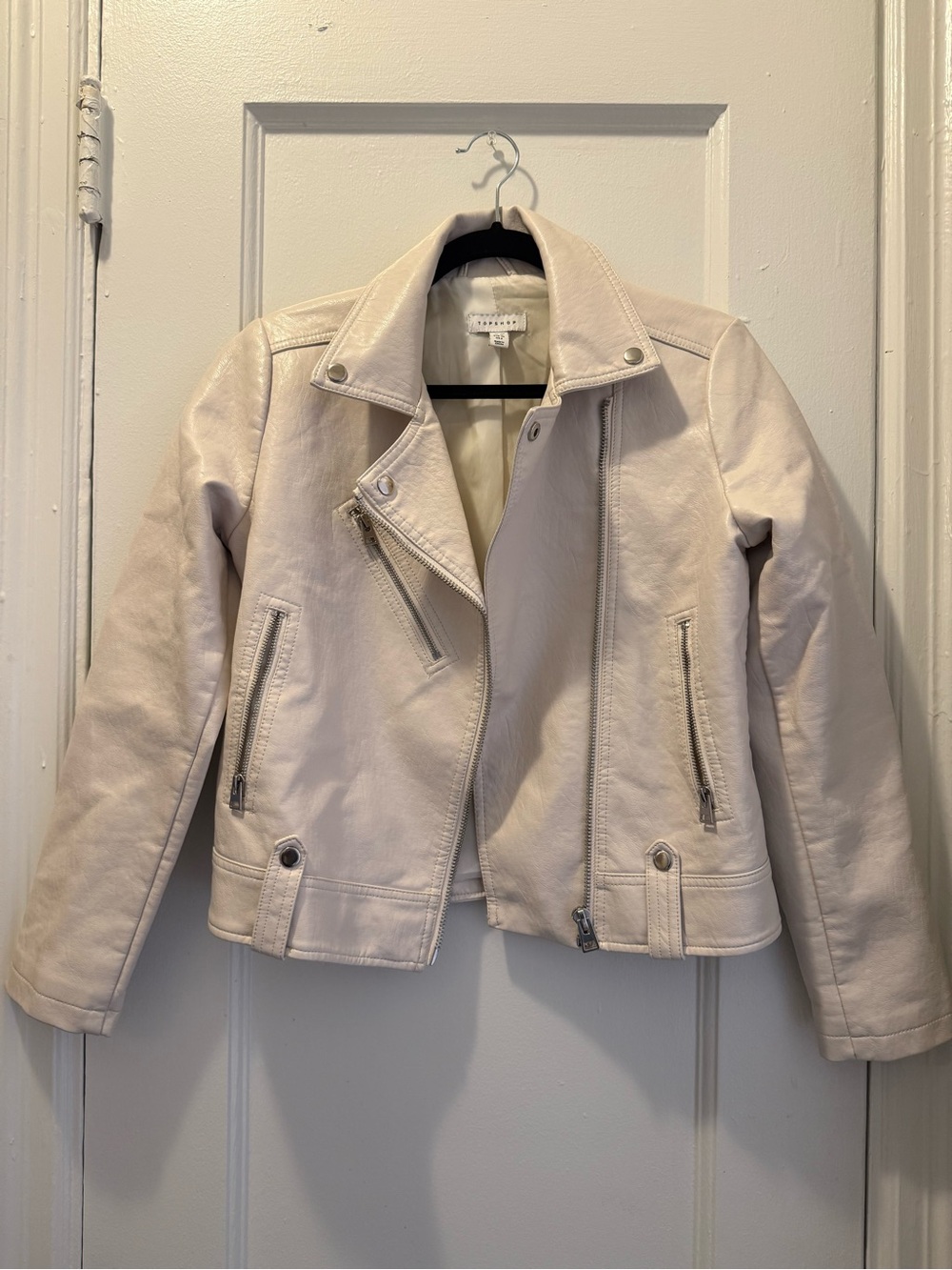 Topshop Petite Women's Cream Moto Jacket